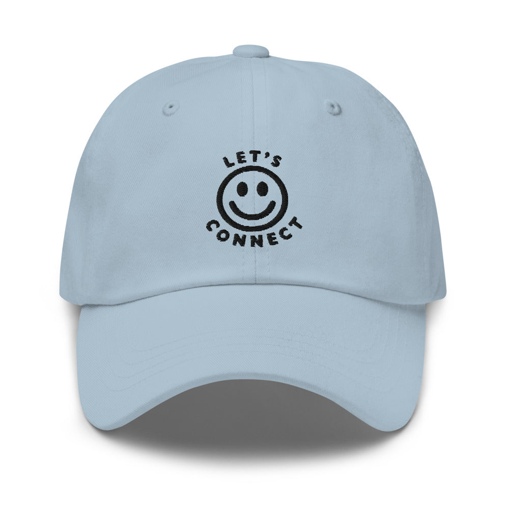 Light blue baseball cap with black embroidered 