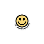 Black and yellow "The Women's Network" smiley face sticker