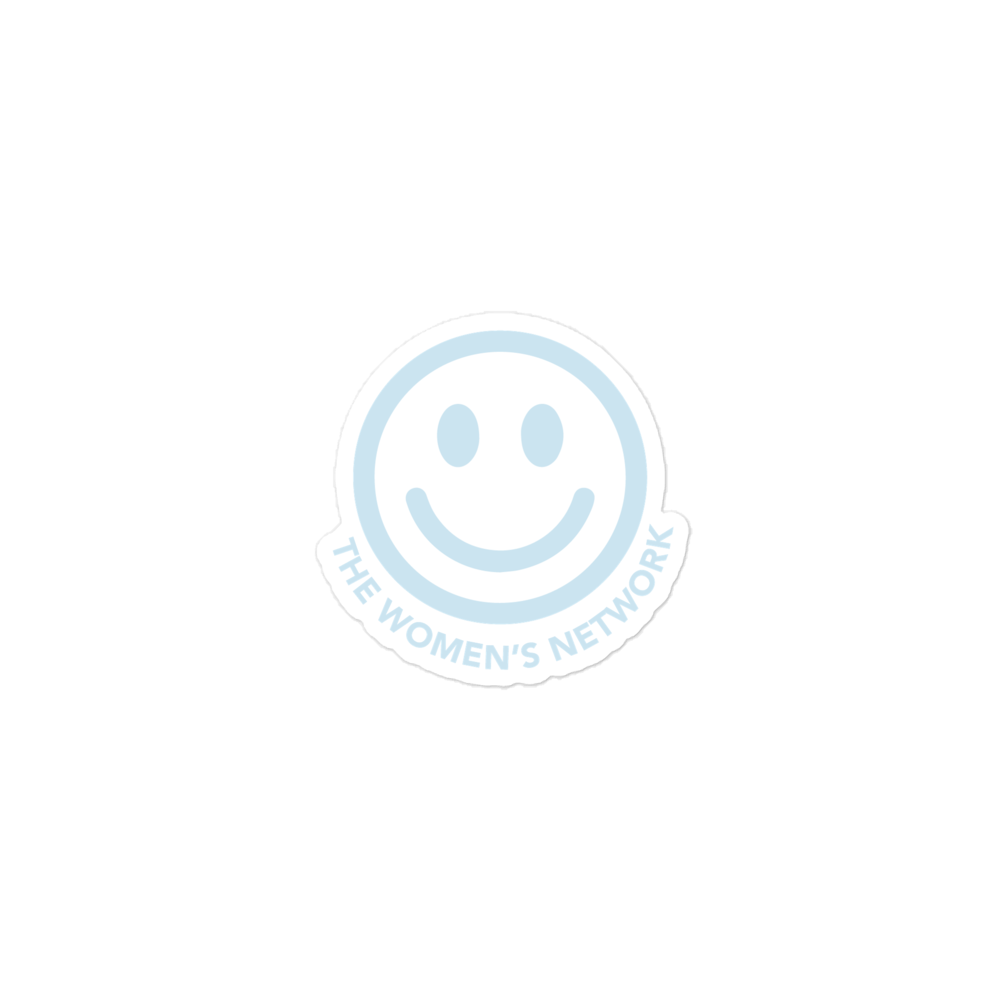 Light blue smiley face "The Women's Network" sticker